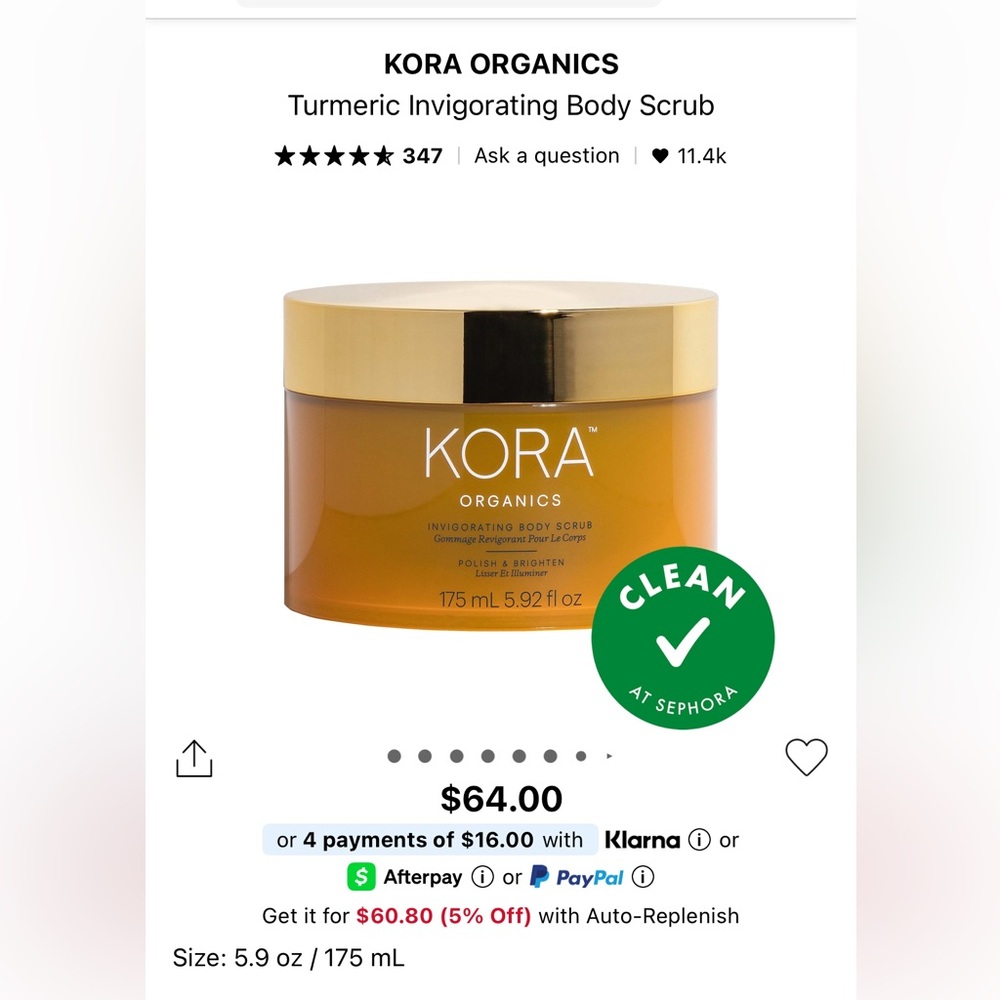 NWT KORA Organics Turmeric Invigorating Body Scrub